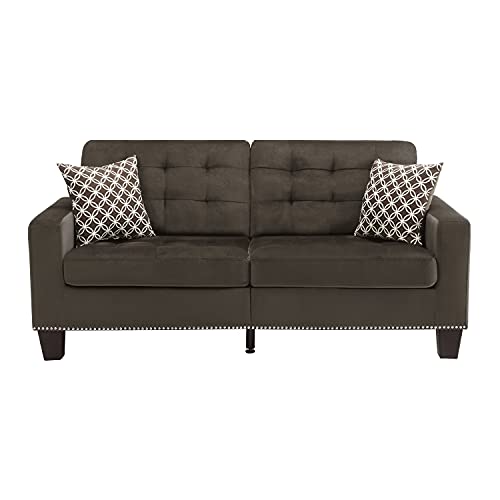 Lexicon Leighton Fabric Sofa with 2 Pillows, 72.5