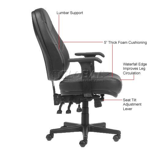 Executive Multifunctional Office Chair - Leather - High Back - Black