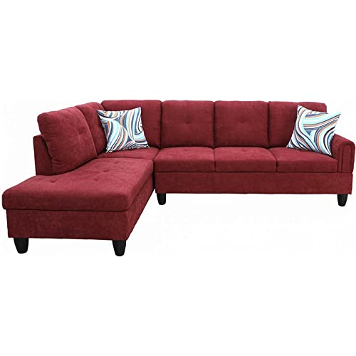 Star Home Living Left Facing Sectional 2 Pieces Set Sofas, Red