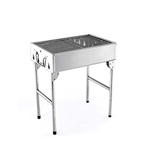 QIAOLI Charcoal Grill Portable BBQ-Stainless Steel Folding Barbecue Grill Tool Kits for Outdoor Picnic Backyard Camping Cooking (Color : Silver, Size : Large)