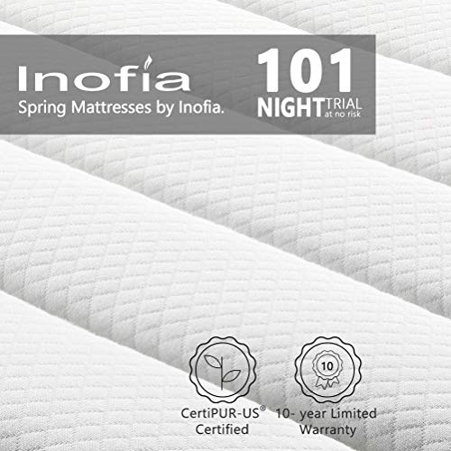 Inofia Queen Mattress, 12 Inch Hybrid Innerspring Double Mattress in a Box, Cool Bed with Breathable Soft Knitted Fabric Cover, 101 Risk-Free Nights Trial