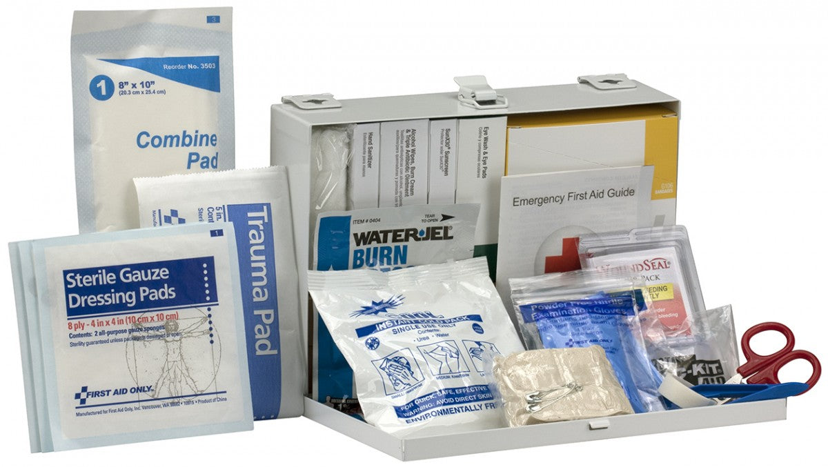 First Aid Only 25 Person Contractor ANSI A+ First Aid Kit, Metal Case, Class I and II (3 per order)