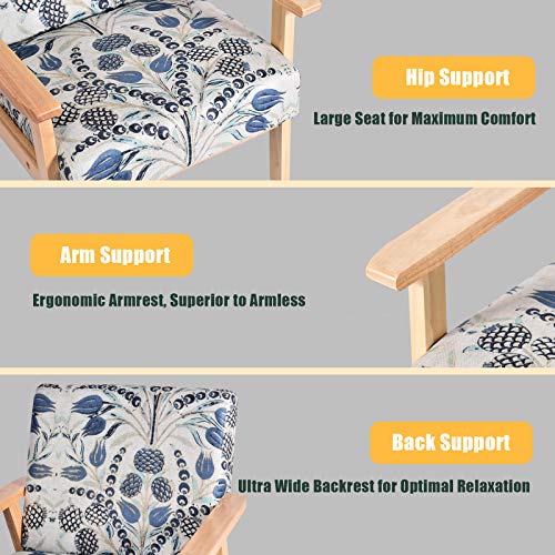 POWERSTONE Upholstered Loveseat and Accent Chair Set, Modern Fabric Arm Chair and 2-Seat Wooden Loveseat Sofa Couch for Living Room, Dinning Room and Office (Blue, Loveseat Set)