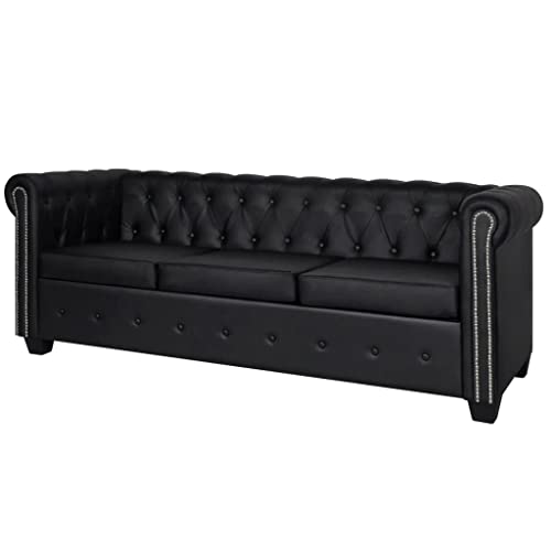 vidaXL Chesterfield 3-Seater Artificial Leather Lounge Seating Black/White