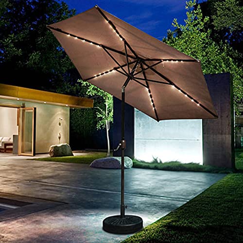 Cantilever Banana Parasol,Overhanging Garden Parasols Umbrella,Premium Hanging Patio Umbrella,with Solar Light,with Water Injection Base,Adjustable Direction,2.5 Meters in Diameter,Gold
