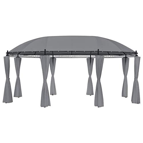 vidaXL 208,7 x 137,8 x 104,3 inch Outdoor Galvanized Steel Gazebo Canopy Curtains Steel Frame Patio Garden Gazebo, for Patio or Deck, Anthracite