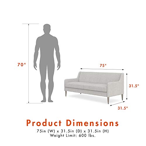 CosmoLiving by Cosmopolitan Virginia Modern Living Room Cushioned Sofa, Light Gray