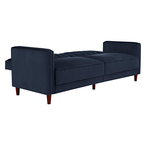 DHP Pin Velvet Convertible Sleeper Sofa in Gray