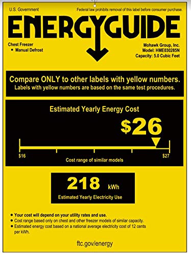 hOmeLabs HME030285N Chest Freezer, 5 Cubic Feet