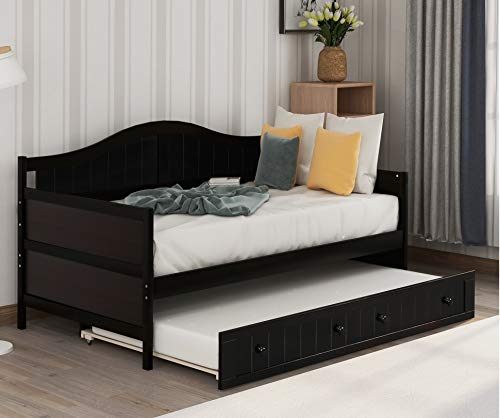 Harper & Bright Designs Wood Daybed with a Trundle, Twin Trundle Daybed Sofa Bed Frame for Bedroom, Guest Room, Living Room
