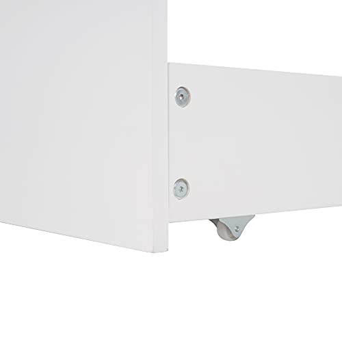 Triple Bed Bunk Bed with Trundle, Wood House Bed with Twin Size, L-Shaped Bunk Beds Twin Over Twin Over Twin with Ladder for Four Kids Teens, Corner Bunk Beds White