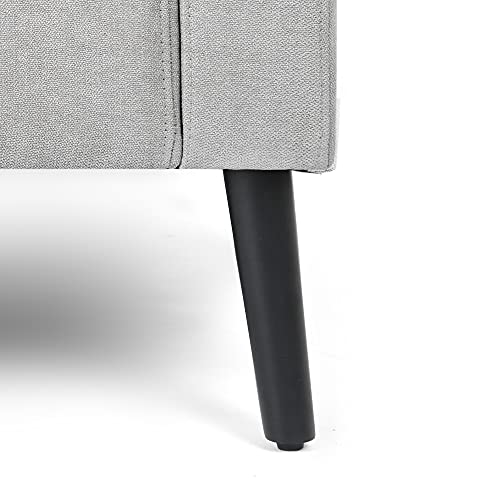 Simpol Home Linen Square Arm Loveseat Sofa Love Seats, Light Gray