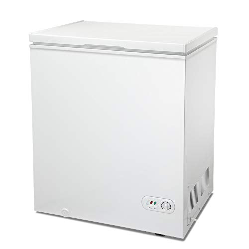 Joy Pebble Chest Freezer 5.0 Cubic Feet with Removable Baskets Free-Standing Top Open Door Freezers -4℉ to 6.8℉ Adjustable Temperature/Front Defrost Water Drain/Energy-saving/UL Certified