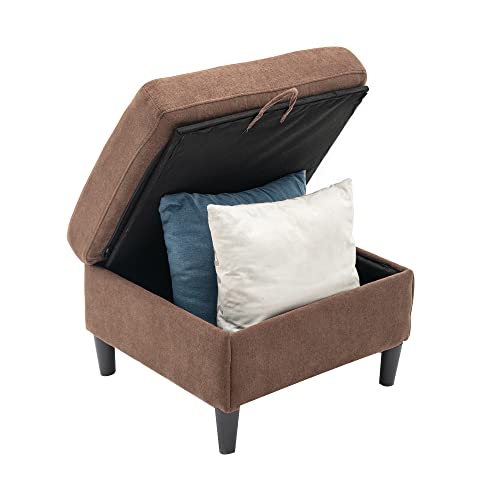 P PURLOVE 3-Seater Sofa Couch with Movable Storage Ottoman for Small Space L Shape Sectional Sofa with Handy Side Pocket for Living Room Bedroom