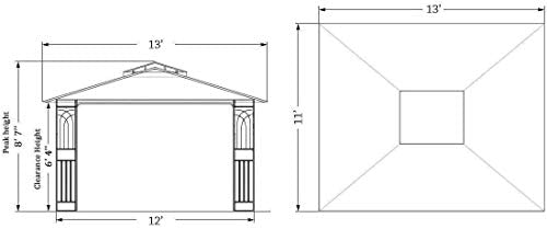 Sunjoy L-GZ798PST-E-A New Regency III Gazebo 10' x 12' with Mosquito Netting, Brown