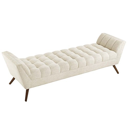 Modway Response Upholstered Fabric Bench, Loveseat, Beige