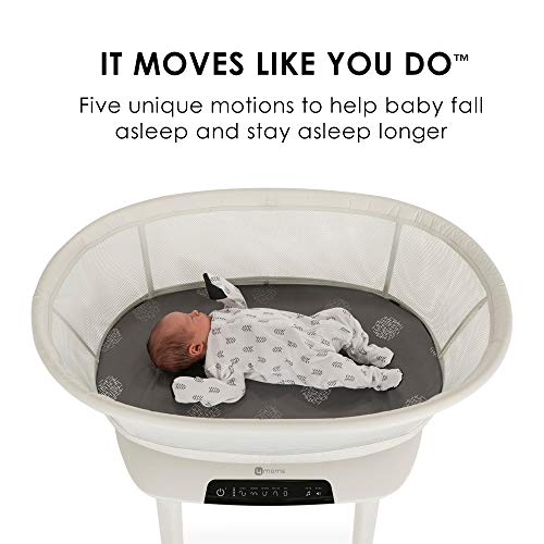 4moms mamaRoo Sleep Bassinet, Bluetooth Baby Bassinets and Furniture with 5 Unique Motions, 4 Built-in White Noise Options, Birch