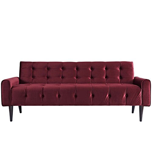 Modway Delve Luxury Button Tufted Upholstered Velvet Sofa In Maroon