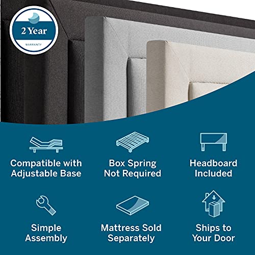 LUCID Upholstered Bed with Diamond Tufted Headboard-Sturdy Wood Build-No Box Spring Required Platform, Queen, Black