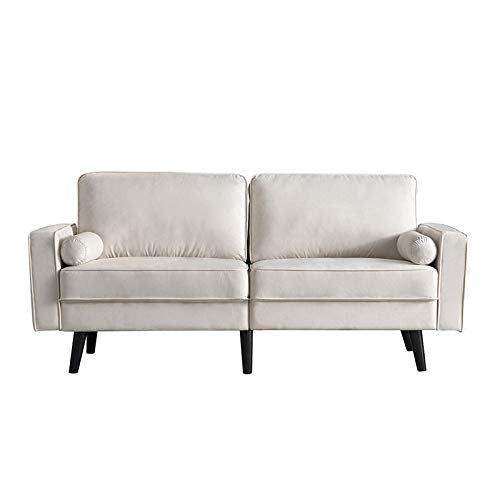 Sofas for Living Room Modern Design Couch Sofa 2 Seater Sofa Futon Premium Upholstery and Wooden Legs Rice White