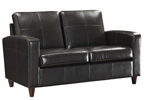 Office Star Lounge Espresso Bonded Leather Loveseat with Espresso Finish Legs, Espresso