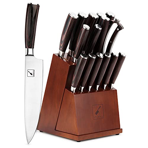 Knife Set, imarku 16-Pieces Premium Kitchen Knife Set, German Stainless Steel Knife Set with Block and Knife Sharpener