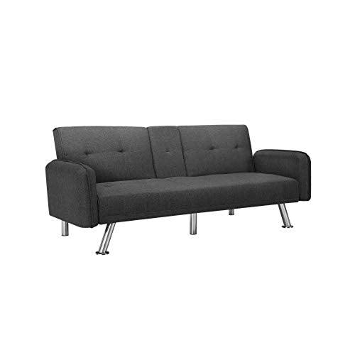 2 in 1 Fabric Sofa Couch,Fabric Sleeped Sofa Bed (Dark Gray)