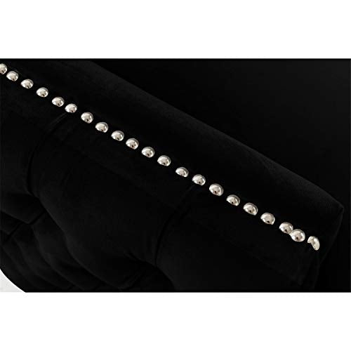 Lilola Home Bayberry Black Velvet Loveseat with 2 Pillows