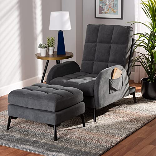 Baxton Studio Belden Living Room Sets, Grey/Black