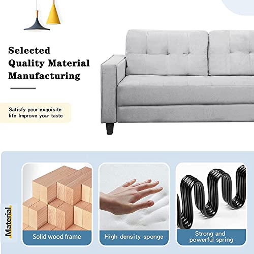 GAOPAN Modern 2 Piece Upholstered Sectional Sofa for Living Room Furniture Set Include Loveseat and Single Armchair, Stylish Velvet Tufted Cushion Couch W/Storage Side Pockets,Light Grey