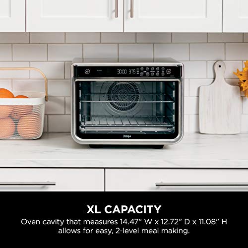 Ninja DT251 Foodi 10-in-1 Smart XL Air Fry Oven, Bake, Broil, Toast, Air Fry, Air Roast, Digital Toaster, Smart Thermometer, True Surround Convection, includes Recipe Book, 1800 Watts, Steel Finish