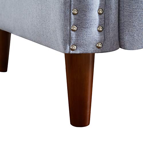 GUMINGHOME Linen Living Room Furniture Sets, 2 Piece Sectional Sofa Couch Fabric Loveseat with Nailhead Trim, Modern Leisure Sofa for Home Office(Gray, 2 Seater)