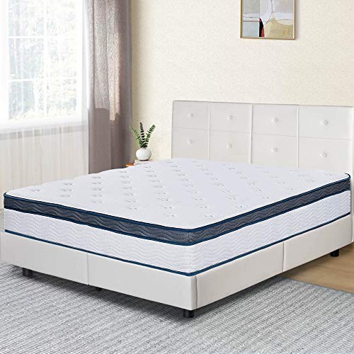 Olee Sleep 12 Inch Euro Top Gel Memory Foam Spring Hybrid Mattress Full, Mid Night, Mattress In a Box, King