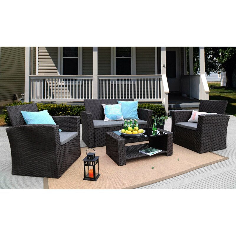 Reordan 4 Piece Sofa Seating Group with Cushions
