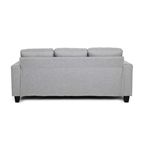 Christopher Knight Home Viviana Three Seater Sofa with Wood Legs, Gray and Natural Finish, 34.00 inches deep x 76.00 inches wide x 35.00 inches high