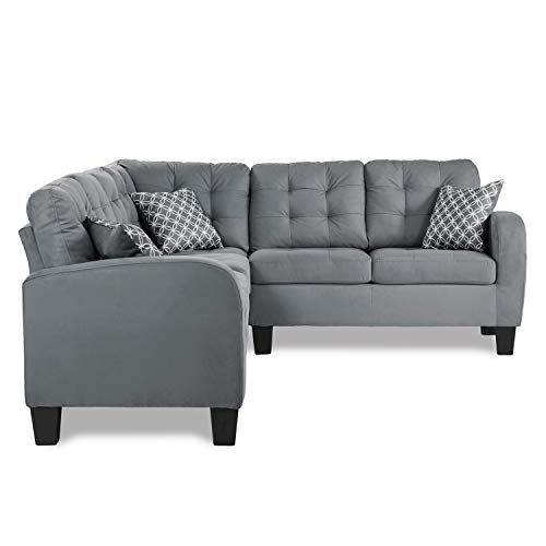 Lexicon Westville Tufted Fabric 2-Piece Reversible Sectional Sofa, 84