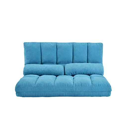 ALBBMY Sofa Bed Double Chaise Lounge Sofa Floor Couch and Sofa with Two Pillows (Blue)