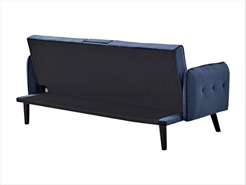Container Furniture Direct Cricklade Mid-Century Modern Velvet Uphostered Sofabed, Midnight Blue