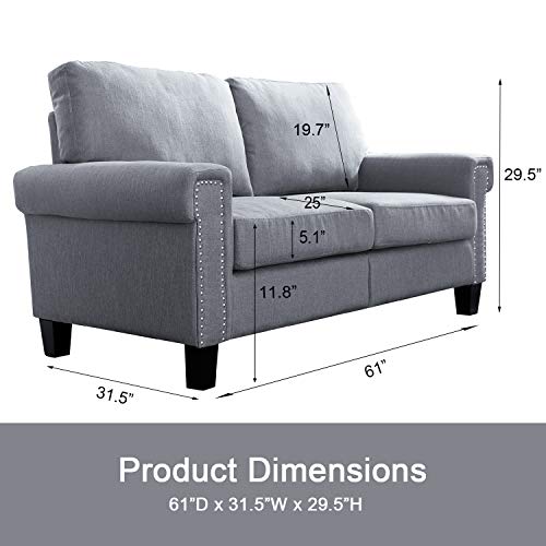 Top Space 2-Seat Living Room Furniture Two-Piece Sofa Home Arm Chair Single Sofa Modern Fabric Accent Chair Set (Light Grey)