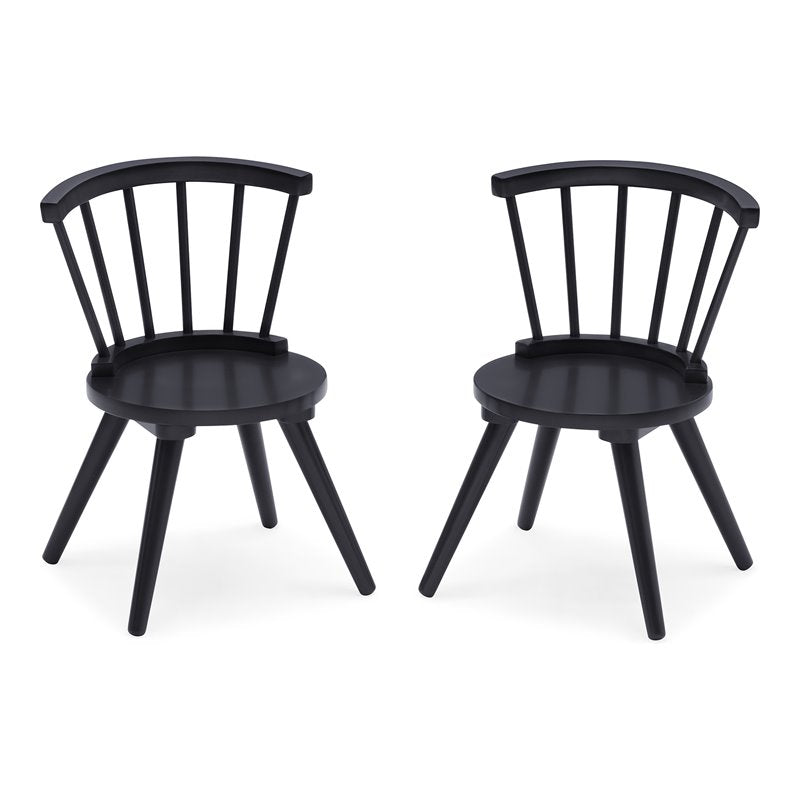 2-Piece Traditional Wood Windsor Chair Set in Black