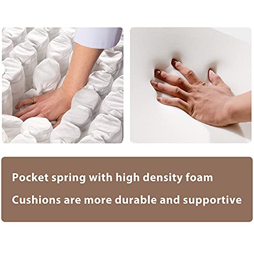 Ironkoi Nailheaded Textured Fabric 3 Pieces Sofa Set, Ironkoi L Sectional Sofa, Sectional Sleeper Sofa, Sectional Sofas for Living Room, Upholstered with Ottoman,Reversible Storage Chaise,Warm Grey