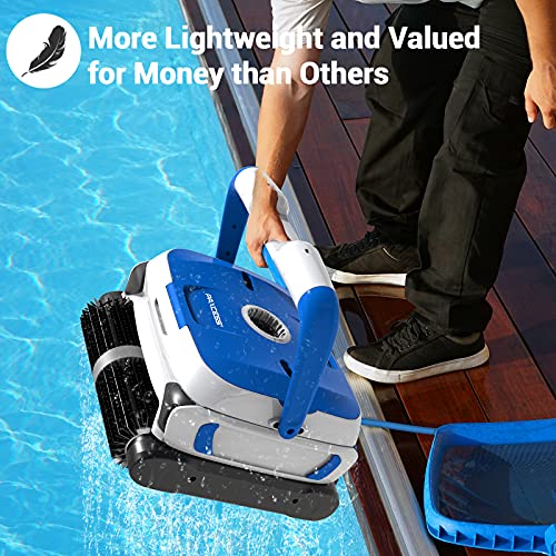 PAXCESS Wall-Climbing Automatic Pool Cleaner with Twin Large 180um Filter Basket,Tangle-Free Cord Up to 50 Feet,Robotic Pool Cleaner,Do Intelligent Cleaning,Suit for Above/In-ground Swimming Pool