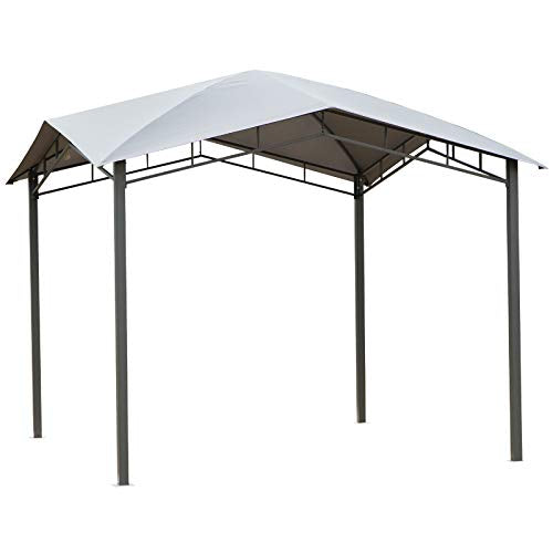 Outsunny 10' x 10' Soft Top Patio Gazebo Outdoor Canopy with Unique Geometric Design, Steel Frame, & Weather Roof Grey