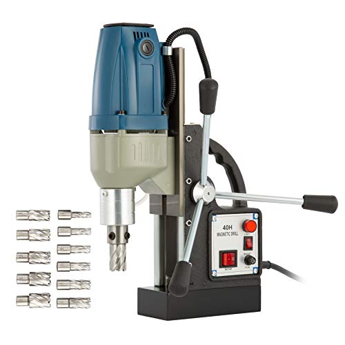 CO-Z 1100W Electric Magnetic Drill Press w 1.6 inch Boring Diameter Core Drill Bit Set, Portable Heavy Duty Power Mag Drill 2700lbf Electromagnet Drilling Machine for Any Surface and Home Improvement