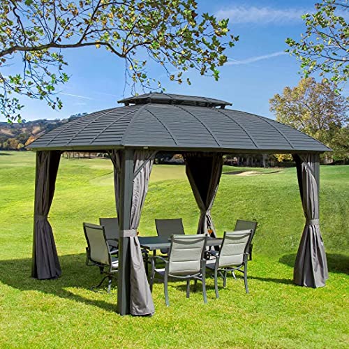 Outdoor Hardtop Gazebos Patio Double Roof Gazebo Galvanized Steel Canopy Aluminum Frame Tent with Zippered
