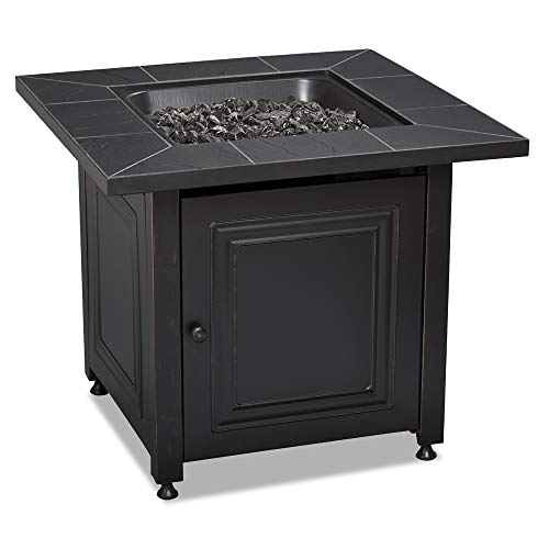 Endless Summer GAD15255SP 30-in Square Gas Pit with Ceramic Tile Mantel Fire Table, Black