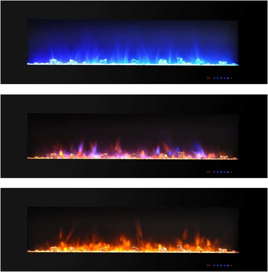 批量编辑标题Valuxhome WM60 60 in. 750/1500W Wall Mounted Log and Crystals Fireplace with Remote Black New