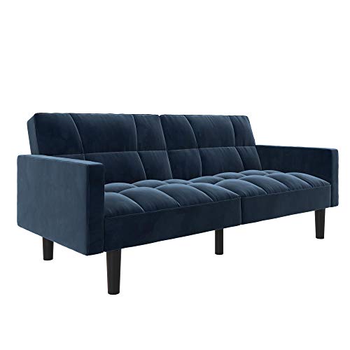 DHP Hayden Convertible Sofa Sleeper Futon with Arms - Blue Microfiber
