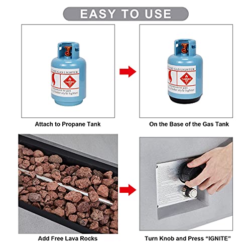 UPHA 56'' Patio Propane Gas Concrete Fire Pit Table, Rectangular with Weather-Resistant Pit Cover, 50000 BTU Auto-Ignition Fire Table , Free Lava Rocks, 56''L x 28''W x 12.8''H, Light Grey