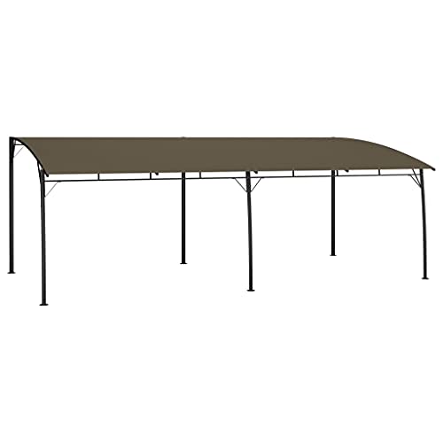 (Fast Delivery) Patio Gazebo, Powder Coated Steel Structure, Gazebo Canopy Shelter for Home, Patio, Backyard, Garden Awning 19.7'x9.8'x7.4' Taupe